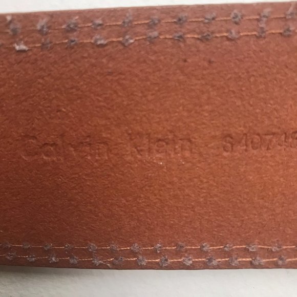Calvin Klein Cognac Colour Square Buckle Leather Buckle Made in Italy - Picture 3 of 4